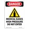 Signmission Safety Sign, OSHA Danger, 3.5" Height, 5" Width, Medical Gases High Pressure, Landscape OS-DS-D-35-L-2174 - alternate 1